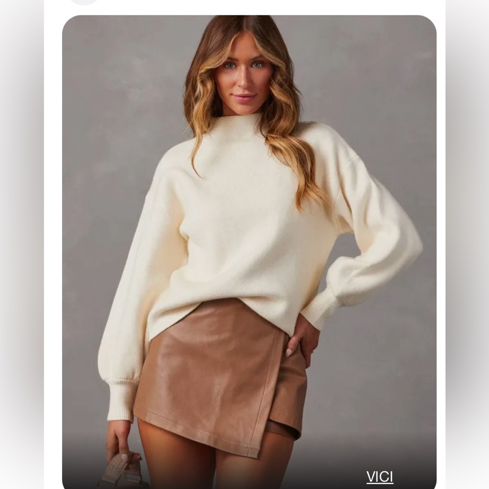 VICI Collection Amsterdam Mock Neck Sweater in Cream